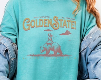 Camiseta vintage Golden State California / Camiseta con gráfico de oso Comfort Colors® 1717