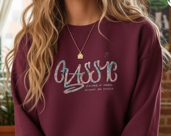 Sudadera clásica unisex con cuello redondo y estampado floral.