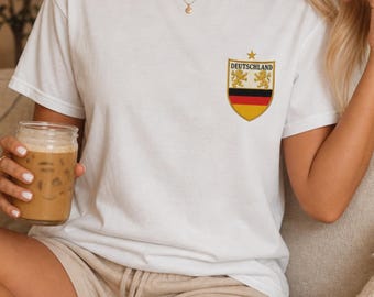 Germany T-Shirt, Lion Crest Football Badge 100% Cotton Tee