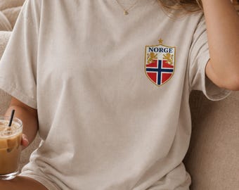 Norway T-Shirt, Norge Crest Badge 100% Cotton Tee
