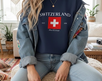 Switzerland Flag Crewneck Sweatshirt | Heart of Europe Alpine Pullover