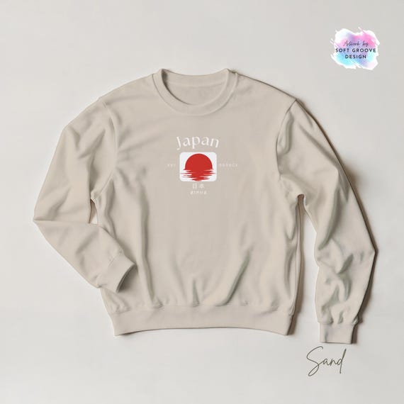 Japanese Flag Sweatshirt , Unique Japan Design , Unisex Cozy Casual Wear