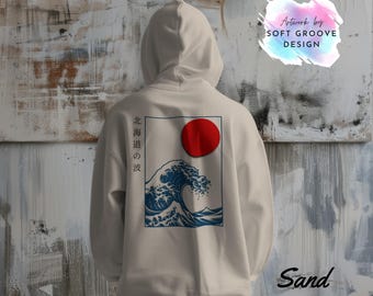 Mount Fuji & Great Wave of Kanagawa Unisex Hoodie • Hokkaido Streetwear • Aesthetic Art