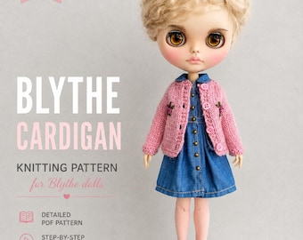 Patrón de punto para cárdigan Blythe en PDF / Suéter para muñeca 1/6 / Videotutorial / Conjunto para niño y niña
