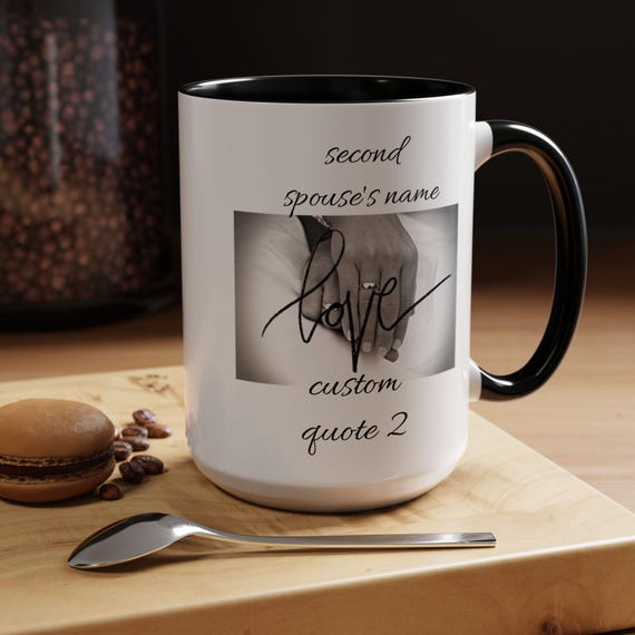 Personalized Love Hands Mug | Custom Names, Quote Accent Coffee Mug
