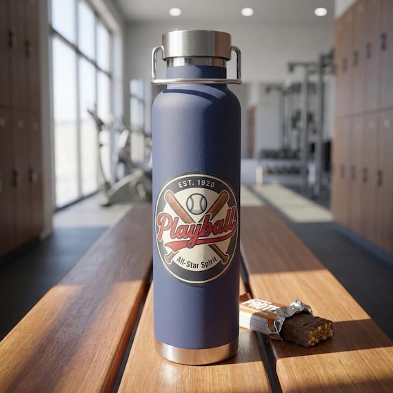 Playball Retro Baseball Logo Copper Vacuum Bottle 22oz | Baseball Water  Bottle | Gift for Him | Gift for Her | Vintage Baseball