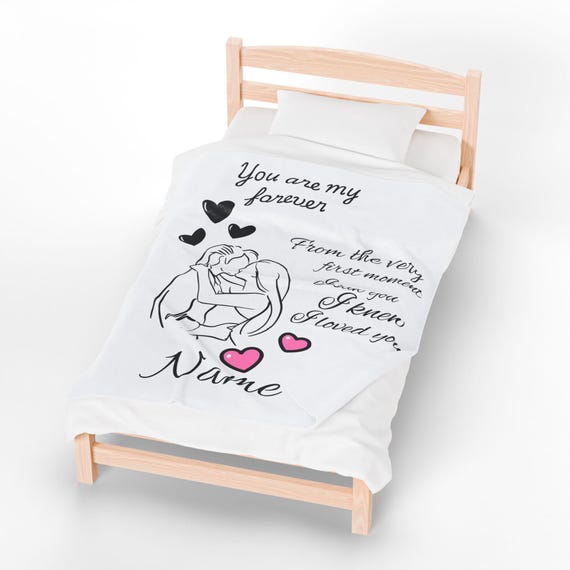 You are my forever Velveteen Plush Blanket | Romantic Couple Quote, Personalized Name | Valentines Day Personalized Gift