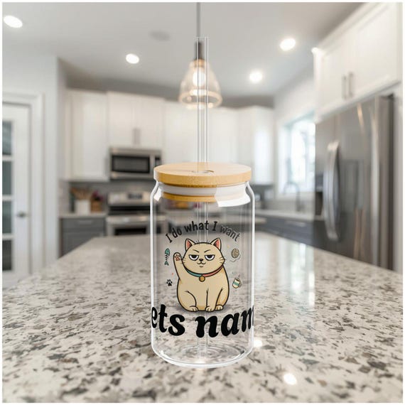 Personalized Pet Name Cat Lover Mug | 16oz Sipper Glass