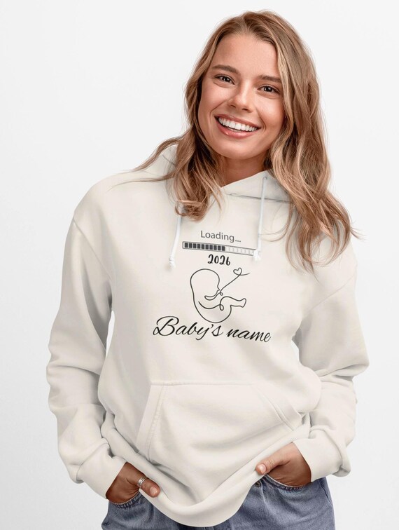 Personalized Mama Hoodie, Printed Baby Loading, New Mom Gift