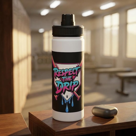Respect the Drip Water Bottle | Baseball Play Ball Sports Bottle | Youth Sports Bottle | Mothers Day gift | Fathers Day Gift | Sports Bottle