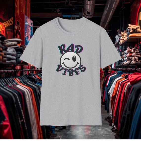 Rad Vibes Smiley Face T-Shirt | Retro 90s Graphic Tee