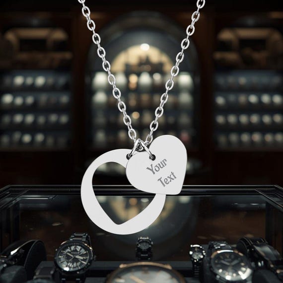 Personalized Heart Necklace | Engraved Stainless Steel Pendant