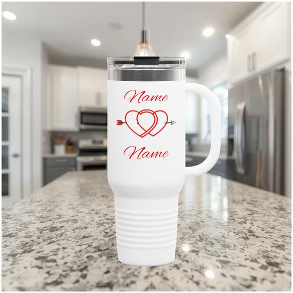 Personalized Valentines day Names Travel Mug | Personalized 40oz Insulated Water Mug |