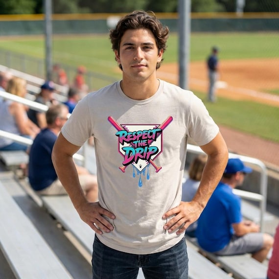 Respect the Drip baseball Jersey | Curved Hem Shirt Baseball Shirt | Baseball Tee | Baseball Mom | Baseball Dad