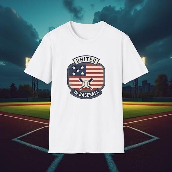 United in Baseball T-Shirt | American Flag Baseball Emblem | Vintage Baseball Shirt | Gift for him | Gift for her | Baseball Dad/Mom