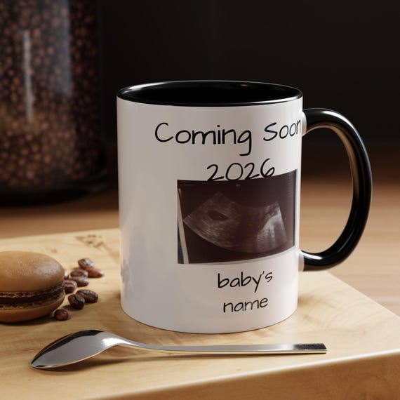 Personalized Baby On His Way 2026 Accent Coffee Mug | Pregnancy Announcement | Baby Shower Gift | New baby | New Mama |