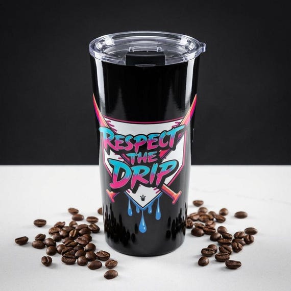 Respect the Drip Tumbler 20oz | Baseball Home Plate Pink Batter Design
