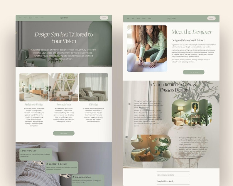Squarespace 7.1 Interior Designer Website Template : Sage Green Minimal ...