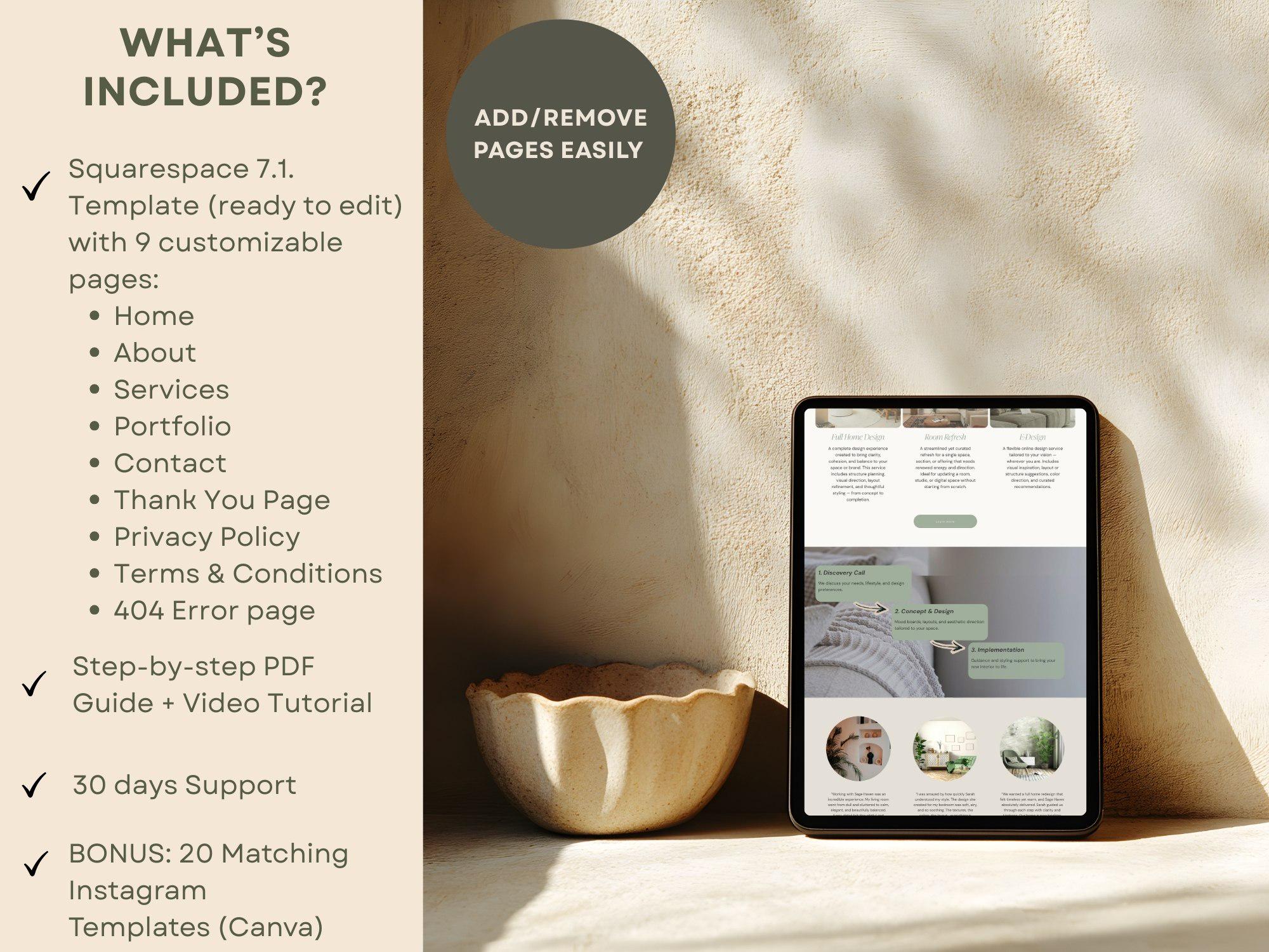 Squarespace 7.1 Interior Designer Website Template : Sage Green Minimal ...
