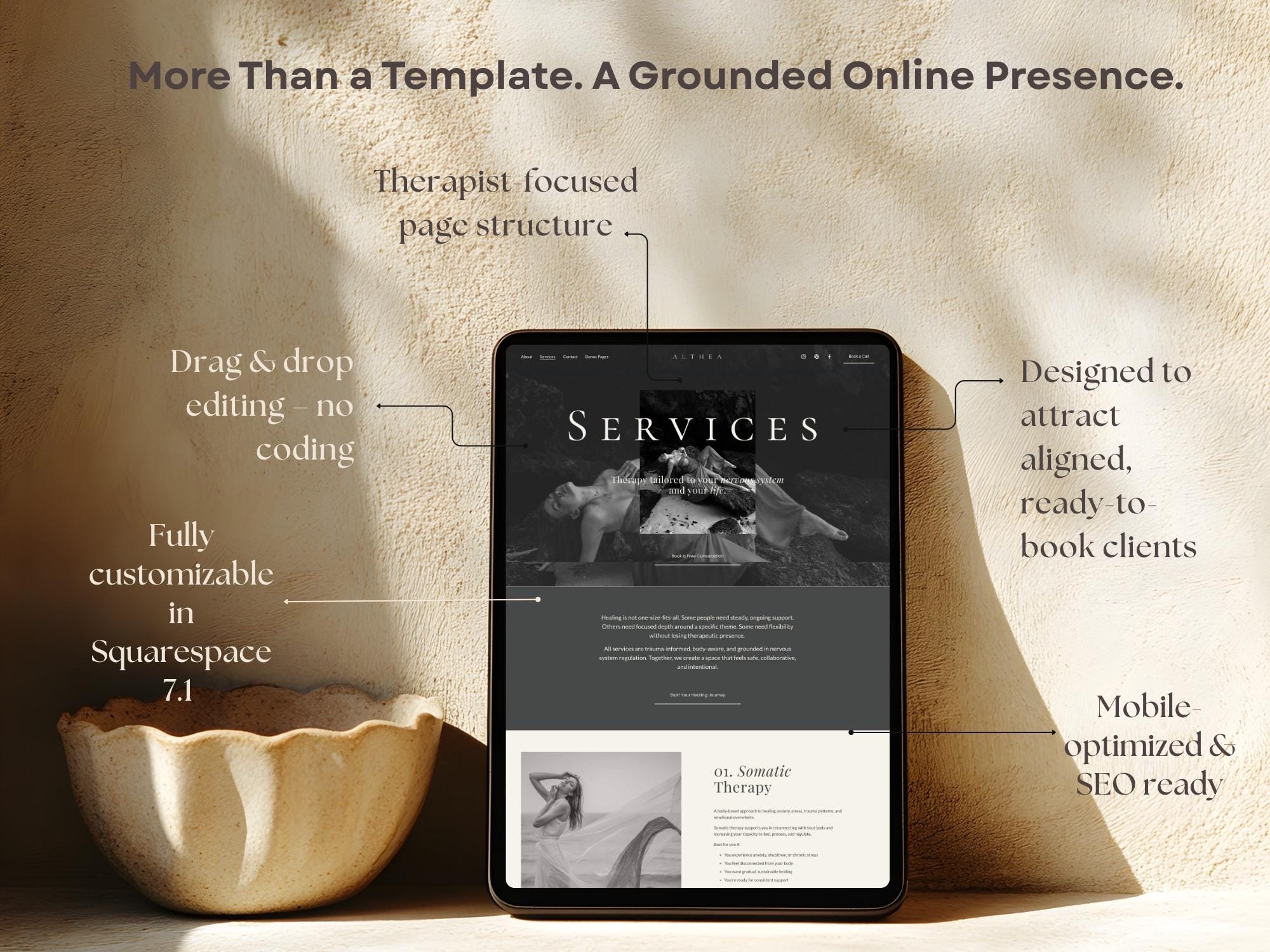 Somatic Design Squarespace 7.1 Template for Somatic Therapists, Trauma-informed ...