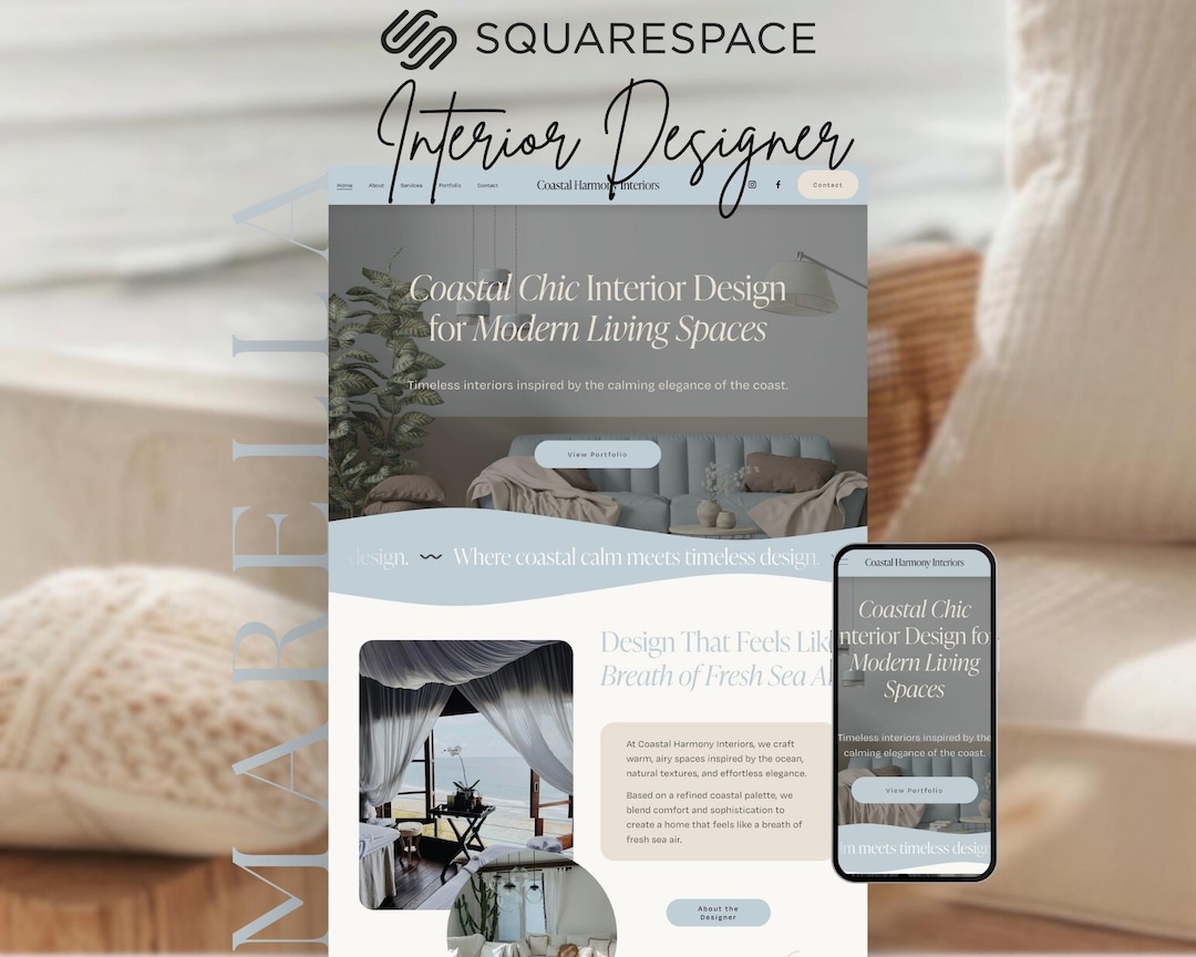 Squarespace 7.1 Website Template : Coastal Minimal Design for Interior ...