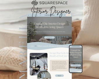 Szablon witryny Squarespace 7.1: Minimalistyczny design w stylu nadmorskim dla projektantów wnętrz i firm kreatywnych