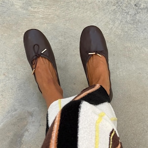 Soft Leather Ballet Flats with a bow, Colorful Suede Ballet Shoes, Comfortable Women’s Flats, Everyday Elegant Shoes