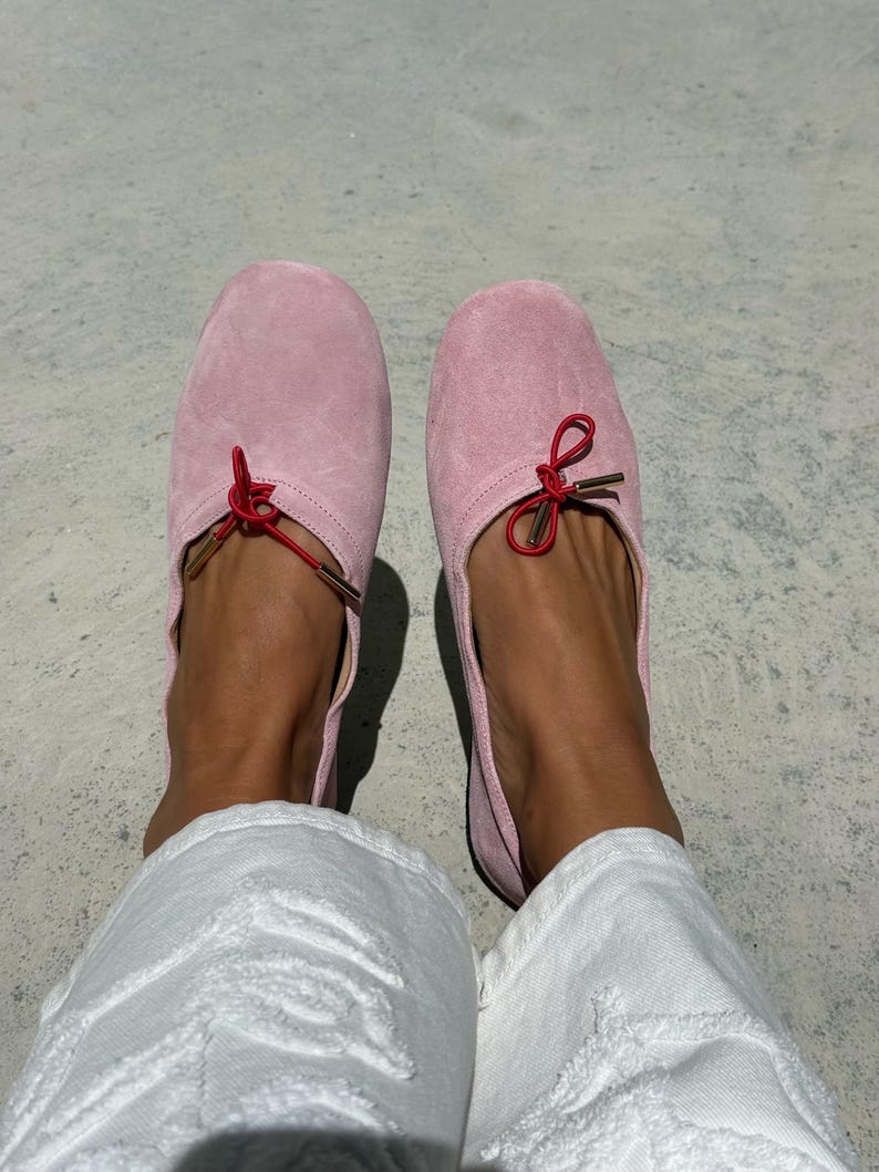 Soft Suede Ballet Flats for Women, Blue Suede Ballet Shoes, Comfortable Minimalist Flats, Everyday Elegant Shoes image 7