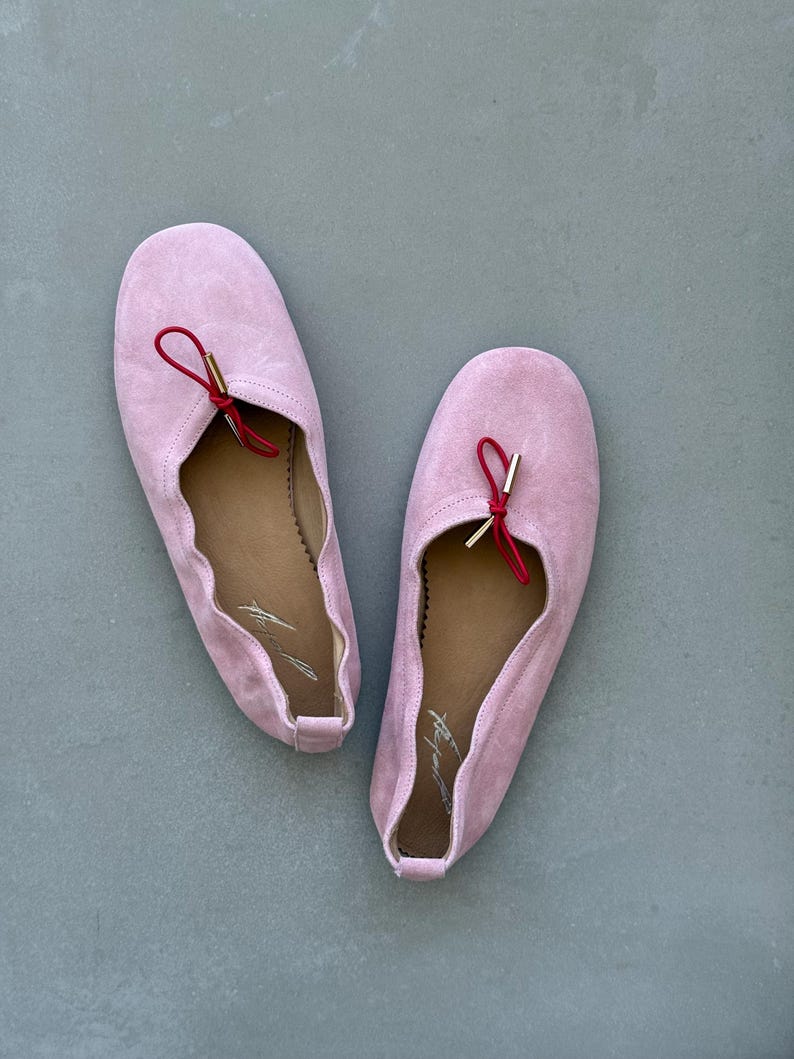 Soft Suede Ballet Flats for Women, Blue Suede Ballet Shoes, Comfortable Minimalist Flats, Everyday Elegant Shoes image 10