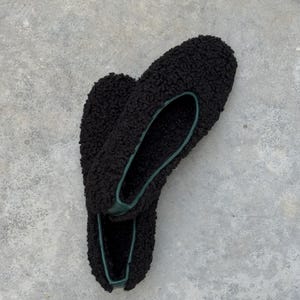 Teddy fur ballerina shoes, faux fur slippers