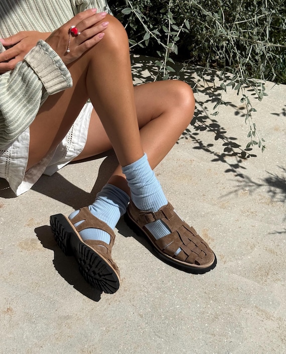 Suede Fisherman Sandals with Cushioned Leather Footbed | Handmade Comfortable Summer Sandals
