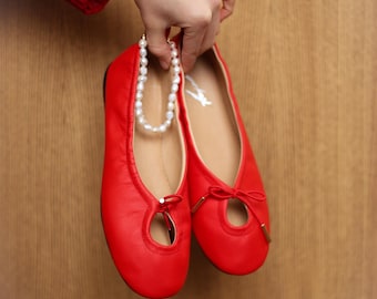 Zapatillas de ballet de piel suave, bailarinas cómodas, zapatos planos con estilo.