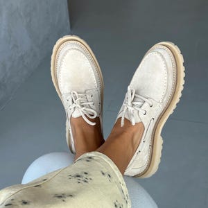 Womens topsider shoes, suede boat shoes with Vibram sole image 1