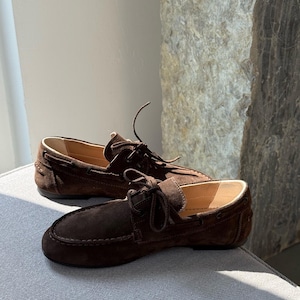Suede Boat Shoes, Soft Leather Flats, Women's Walking Shoes