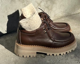 Grain leather women ankle boots