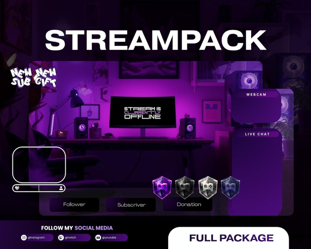 Gaming Room Overlay Pack | Twitch Stream Package | Animated Streaming ...