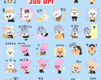 Skzoo Stray Kids png-bundel 36 afbeeldingen 300 dpi, K-pop png, digitale download