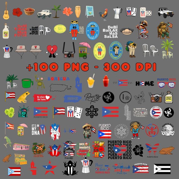 100  Puerto Rico PNG Bundle| Bandera Puerto Rico | Sapo Concho | Debi Tirar Fotos | Boricua Digital Download