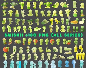 Paquete SMISKII +130 PNG (Todas las series) - Dibujo digital de Kiva's Paper - Descarga digital de 300 DPI