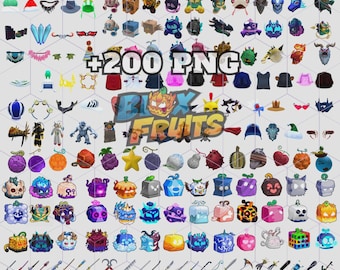 200+ Blox Fruits PNG-bundel | Directe digitale download | Videogameclipartpakket