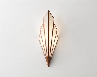 Handmade Geometric Wall Sconce, Art Deco Sculptural Lamp, Modern Accent Light