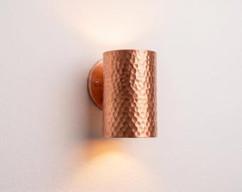 Hammered Copper Wall Sconce, Handmade Modern Wall Light, Honeycomb Wall Lamp, Rustic Industrial Lighting Fixture