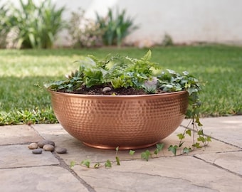 Handmade Hammered Copper Planter | Large Copper Plant Pot | Rustic Garden Planter | Indoor Outdoor Copper Bowl | Succulent Planter