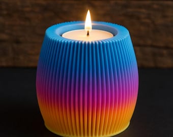3D Printed Modern Ribbed Tealight Candle Holder