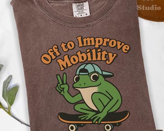 Maglietta divertente per fisioterapia, maglietta con rana per migliorare la mobilità, felpa per assistente fisioterapista, design con rospo skateboard, regalo per fisioterapia