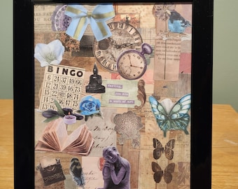 Framed Mixed Media Collage, Ephemera Art, "Darling, You Are A Work Of Art"