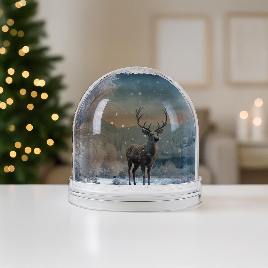 Personalized Winter Wonderland Deer Snow Globe - Acrylic Glitter ...