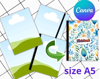 A5 Notebook Cover Template, Customizable Canvas, Clip Art (Digital Download)templates bundle