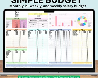 Monthly Budget Planner Excel & Google Sheets, Budget Spreadsheet, Personal Finance Tracker, Expense Tracker, Digital Download