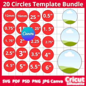 Editable Circle Template Bundle, Printable Round Stickers (Canva, Digital Download)drag and drop Canva